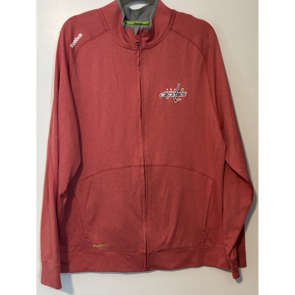 Reebok Washington Capitals Center Ice Jacket Womens Large Full Zip Hoodie Salmon